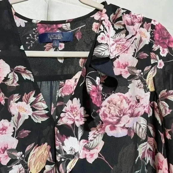 RACHEL Rachel‎ Roy Layla Top SMALL Floral Asymmetrical Ruffled Feminine Career - Picture 9 of 11